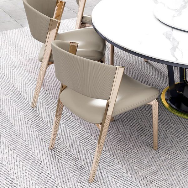Modern Luxury Square Leather Stainless Steel Foam Dining Chair Four Legs Backrest For Dining Room - Image 7