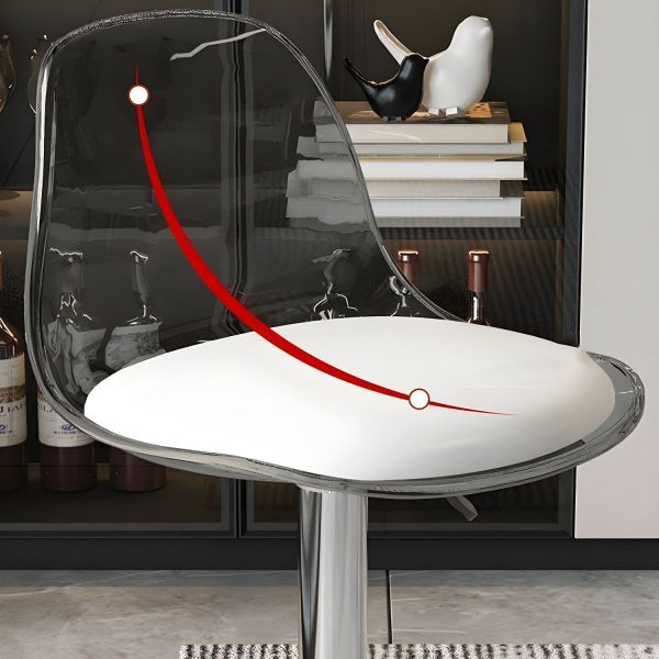 Contemporary Scandinavian Curved Acrylic Metal Base Adjustable Swivel Bar Stool Backrest Footrest For Kitchen - Image 5