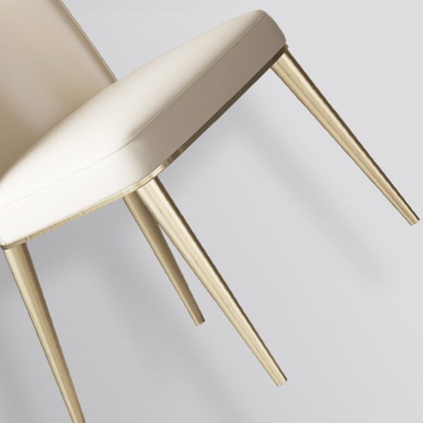 Contemporary Nordic Curved Leather Upholstered Metal Tapered Legs Dining Chair Backrest For Dining Room - Image 8