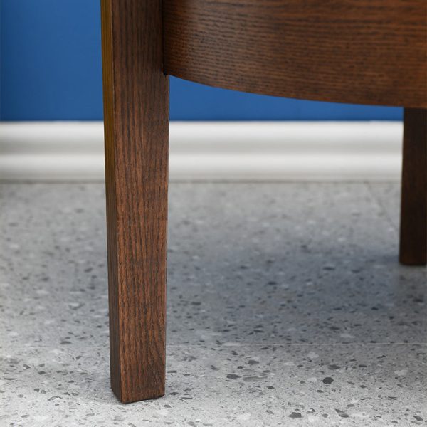 Contemporary Retro Antique Oak Wood Circular End Table 2-Tier Drawer For Living Room - Image 8