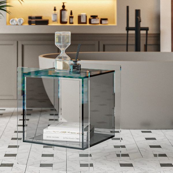 Modern Minimalist Square Acrylic Nightstand For Bedroom - Image 9