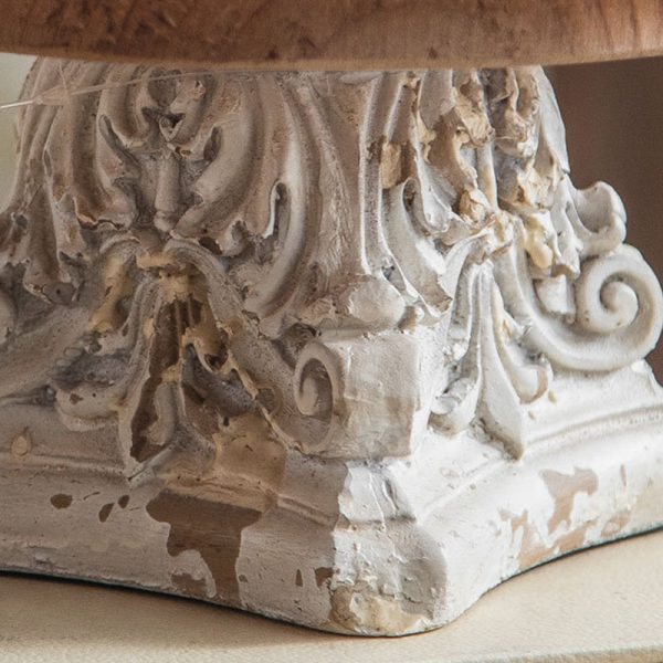 Traditional Vintage Round Column Carved Cedar Magnesium Oxide Tray Side Table For Dining Room - Image 10