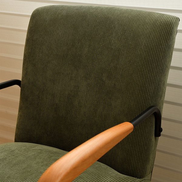 Contemporary Scandinavian Square Cushion Corduroy Solid Wood Carbon Steel Accent Chair Backrest Armrest For Living Room - Image 5