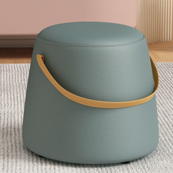 Modern Minimalist Round Column Cotton Linen Leather Wood Chair Backless Armless For Living Room - Image 16