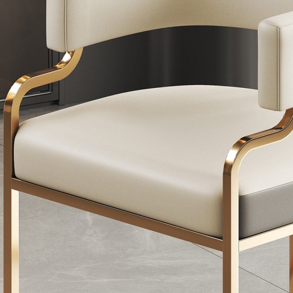 Traditional Luxury U-Shape Metal Leather Dining Chair Backrest Armrest for Dining Room - Image 8