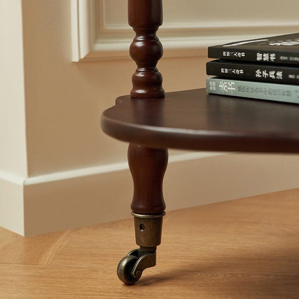 Traditional Vintage Square Wood End Table Wheels Four Legs For Living Room - Image 8