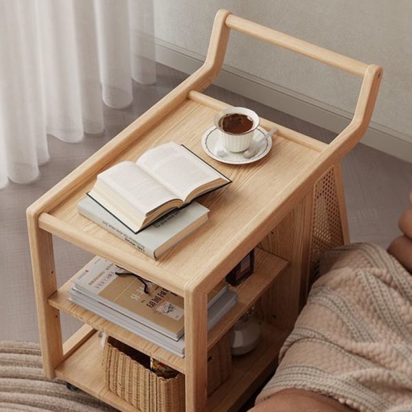 Contemporary Retro Solid Wood Movable Multifunctional Storage End Table 3-Tier For Living Room - Image 17