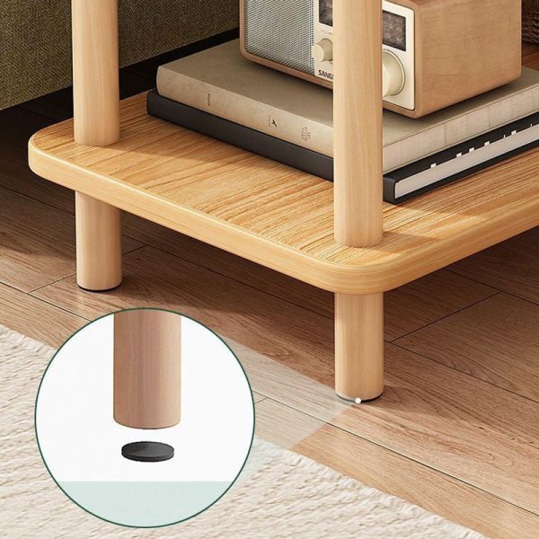 Traditional Japanese Wood Rectangular End Table 3-Tier For Living Room - Image 8