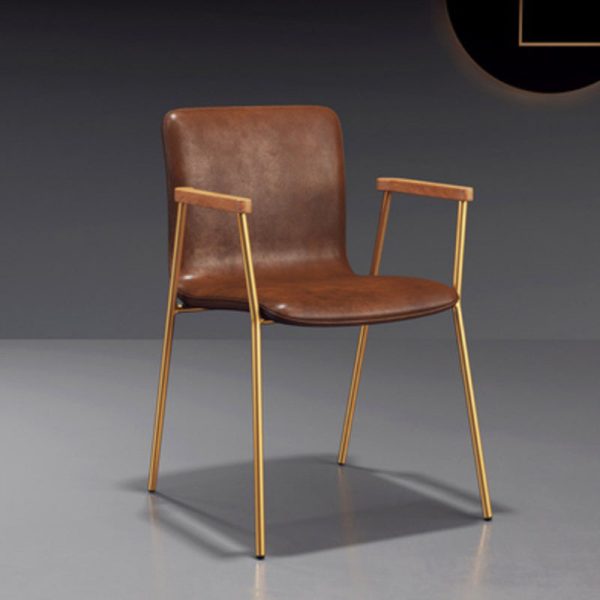 Contemporary Luxury Square Faux Leather Upholstered Dining Chair Backrest Armrest For Dining Room - Image 15