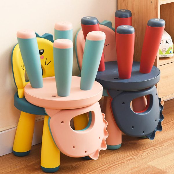 Contemporary Creative Childlike Dinosaur Plastic Round Footstool Backrest For Living Room - Image 13