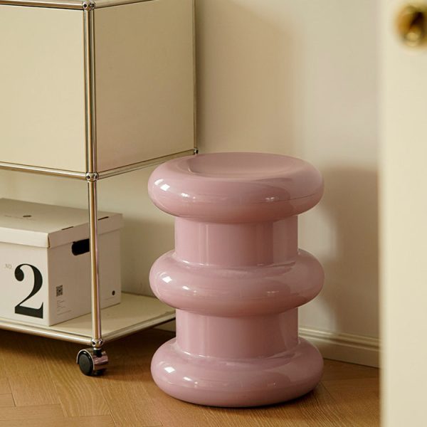Modern Minimalist Cylindrical Plastic End Table For Living Room - Image 3