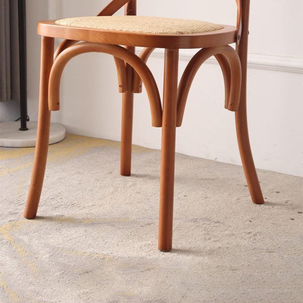 Traditional Rustic Weaving Rattan Wood Sponge Round Rectangular Dining Chair Backrest For Dining Room - Image 12
