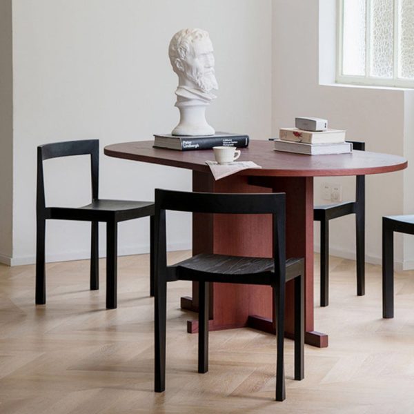 Modern Minimalist Rectangular Wood Chair Backrest Armless For Living Room - Image 16
