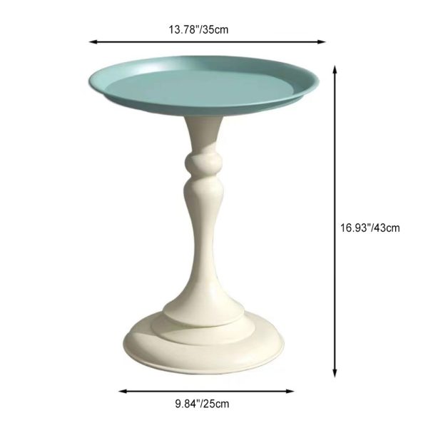 Contemporary Scandinavian Round Tabletop Iron Side Table 1-Leg For Living Room - Image 4