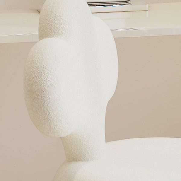 Contemporary Creative Cloud Shape Lambswool Upholstered Swivel Vanity Stool Backrest For Bedroom - Image 7