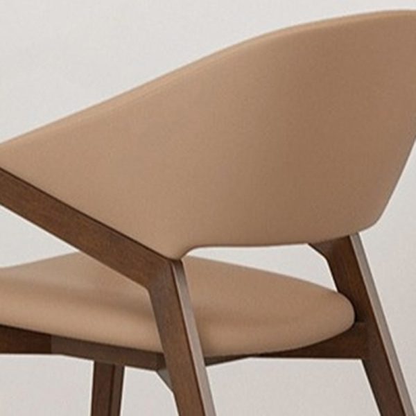 Contemporary Simplicity Square Leather Upholstered Wood Dining Chair Backrest Armrest For Dining Room - Image 8