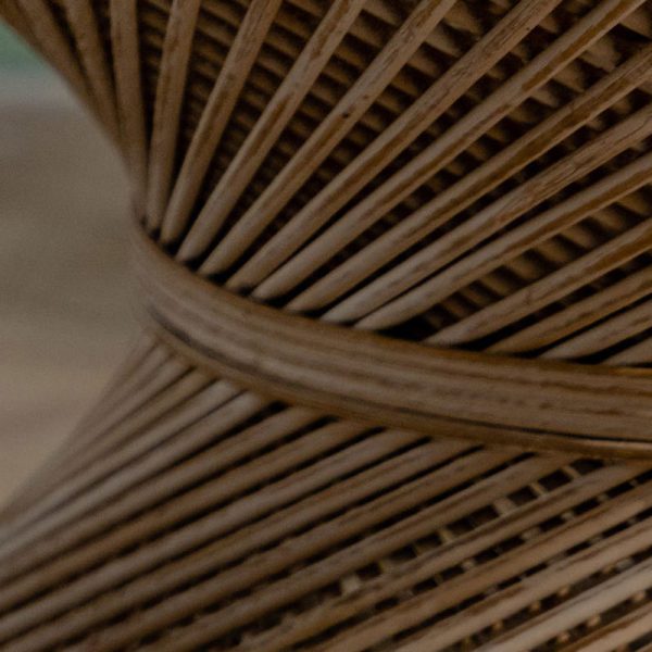 Traditional Japanese Round Rattan End Table 1-Tier For Living Room - Image 10