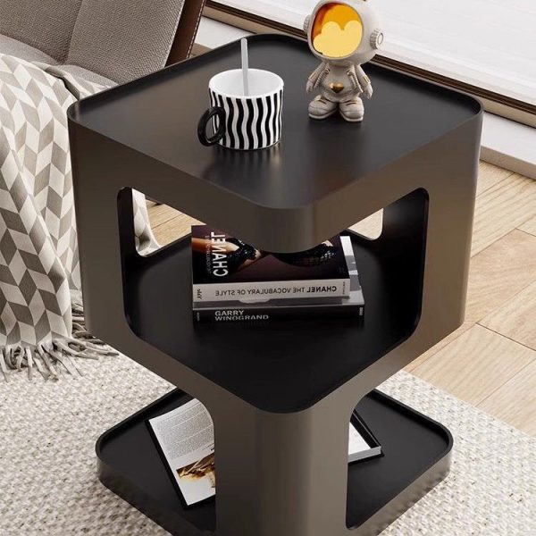 Contemporary Nordic Square Rectangular Iron End Table 3-Tier For Living Room - Image 6