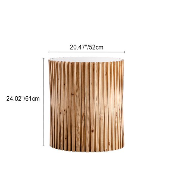 Traditional Vintage Cylindrical Vertical Wood Medium Density Fibreboard End Table For Living Room - Image 4