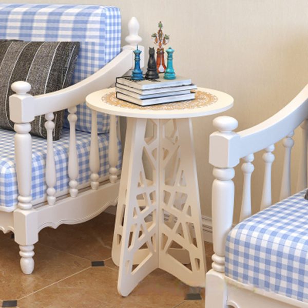Contemporary Creative Round Rectangular Basket Base Wood Board End Table 1-Storage For Living Room - Image 8