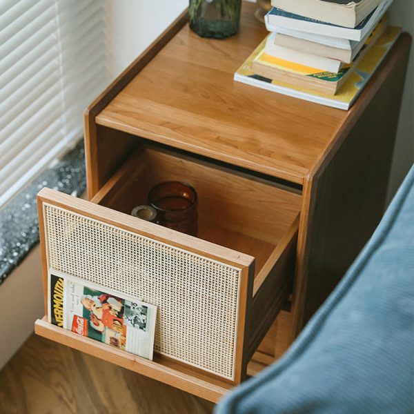 Contemporary Retro Square Solid Wood Nightstand 2-Drawer For Bedroom - Image 11