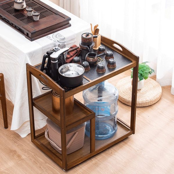 Modern Minimalist Rectangle Solid Wood End Table 3-Tier For Living Room - Image 2