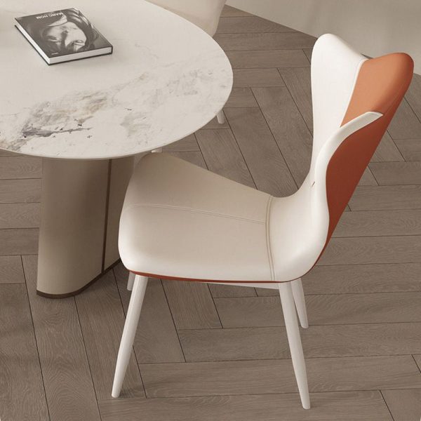Contemporary Nordic Rectangular Shape Backrest PU Leather Carbon Steel Dining Chair For Living Room - Image 12