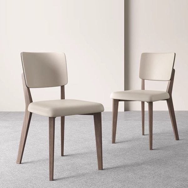 Contemporary Nordic Square Leather Solid Wood Frame Dining Chair Backrest For Dining Room - Image 14
