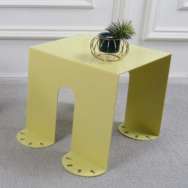Modern Minimalist Square Table Top Cold Rolled Plate Side Table 4-Leg For Living Room - Image 11