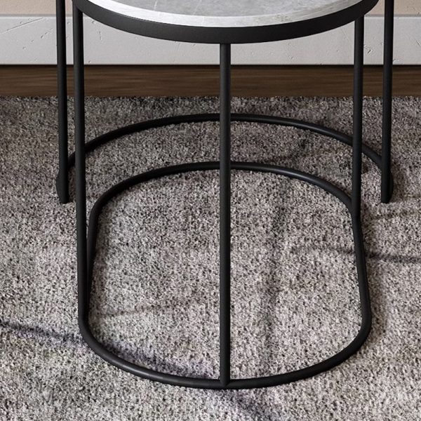 Contemporary Luxury Oval Sintered Stone Top Nesting End Table For Living Room - Image 7