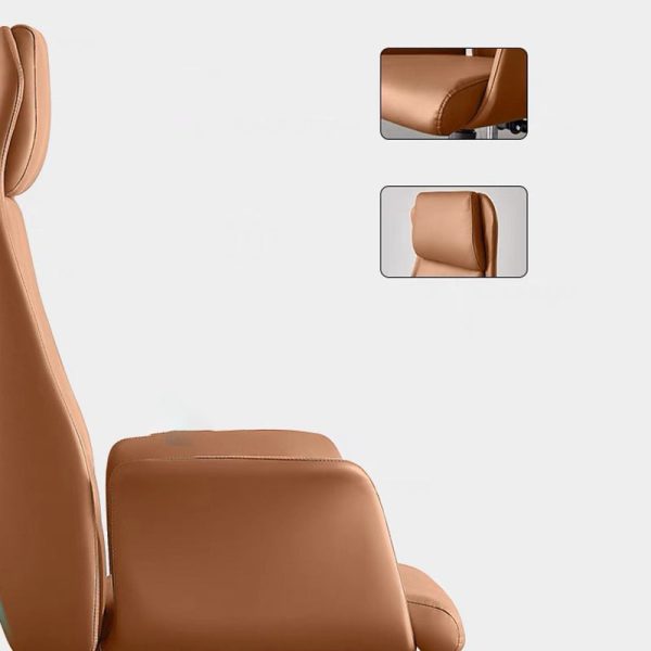 Modern Minimalist Rectangular High Back Leather Carbon Steel Desk Chair For Home Office - Image 8