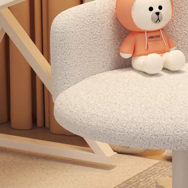 Modern Minimalist Fabric Velvet Carbon Steel Sponge Round Rotatable Desk Chair Backrest Armrest For Home Office - Image 8