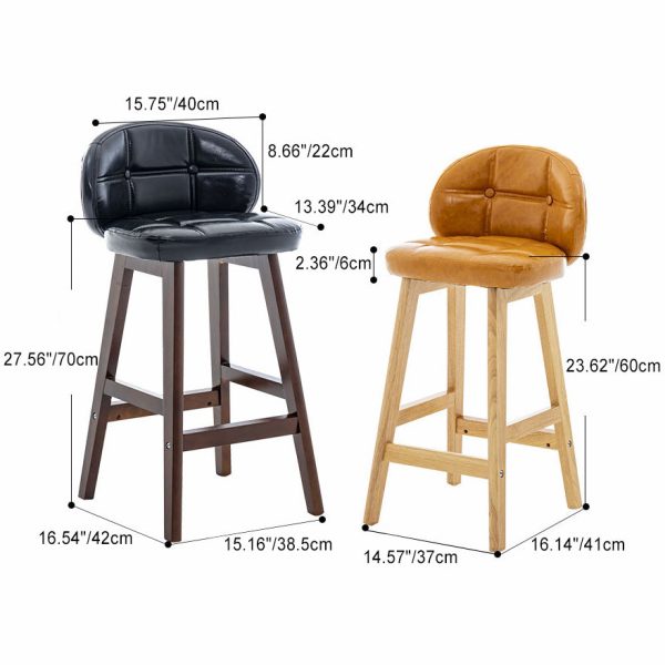 Modern Minimalist Square Wood Leather Foam Bar Stool With Four Legs Backrest For Dining Room - Image 5
