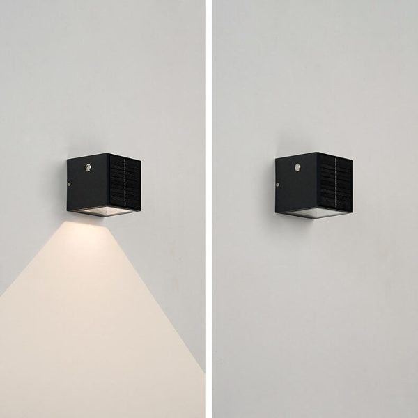 Modern Solar Black Rectangular Die-Cast Aluminum Solar LED Outdoor Wall Light - Image 12