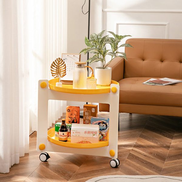 Contemporary Scandinavian Tray Top ABS Triangle Frame Movable End Table 2-Tier For Living Room - Image 2