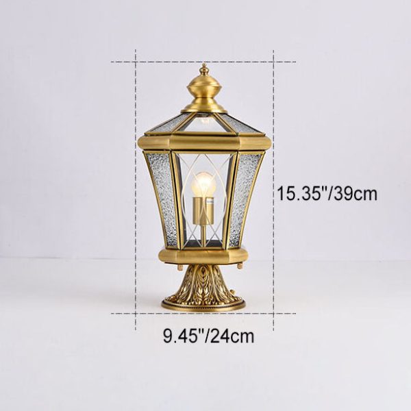 European Outdoor Glass Copper Lantern 1-Light Lawn Landscape Light - Image 7