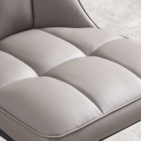 Contemporary Nordic Square Lattice Upholstered Leather Carbon Steel Dining Chair Backrest For Dining Room - Image 5
