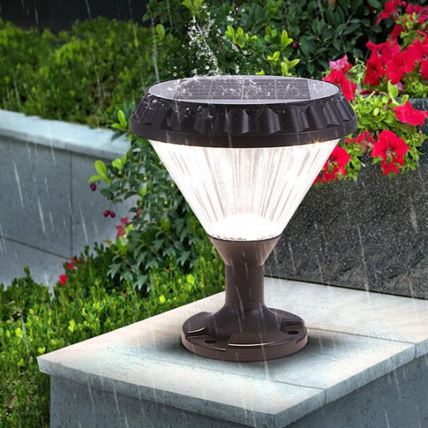 Modern Black Solar Die-Cast Aluminum Glass Outdoor Patio Waterproof Column Head Light - Image 27