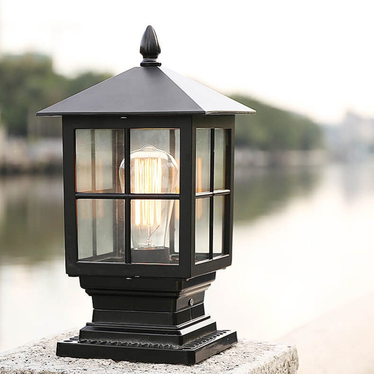 European Outdoor Column Lantern Waterproof  Rustproof 1-Light Patio Light - Image 10