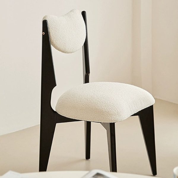 Contemporary Nordic Ash Wood Velvet Metal Sponge Square Crescent Dining Chair Backrest Armless For Dining Room - Image 16