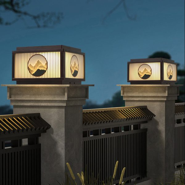 Modern Minimalist Solar Waterproof Square Aluminum Glass LED Post Head Light For Garden - Image 27