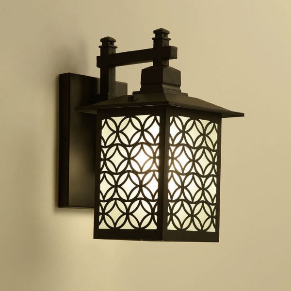 Traditional Chinese Rectangle Galvanized Sheet Zinc Alloy 1-Light Wall Sconce Lamp For Outdoor Patio - Image 12
