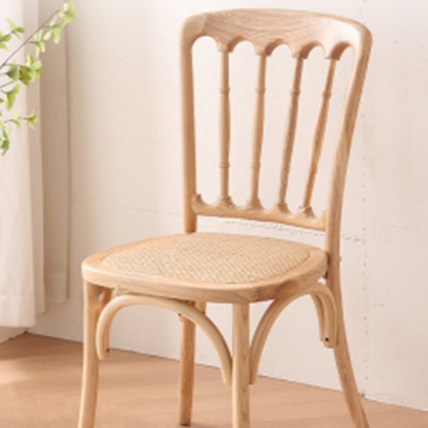 Traditional Vintage Round Rattan Solid Wood Dining Chair Backrest For Dining Room - Image 9