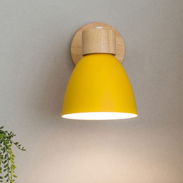 Modern Minimalist Solid Color Macaron Iron Wood 1-Light Wall Sconce Lamp - Image 9