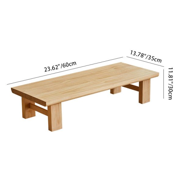 Traditional Japanese Rectangular Tabletop Solid Wood Coffee Table 4-Leg For Living Room - Image 4
