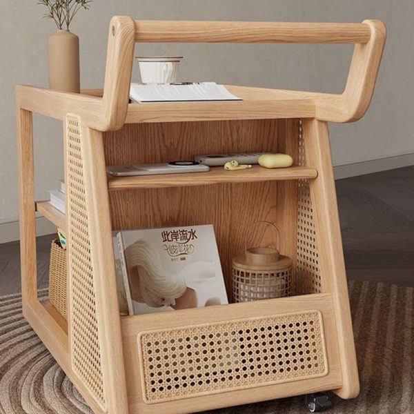 Contemporary Retro Solid Wood Movable Multifunctional Storage End Table 3-Tier For Living Room - Image 18