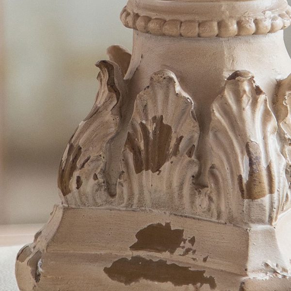 Traditional Vintage Round Column Carved Cedar Magnesium Oxide Tray Side Table For Dining Room - Image 11