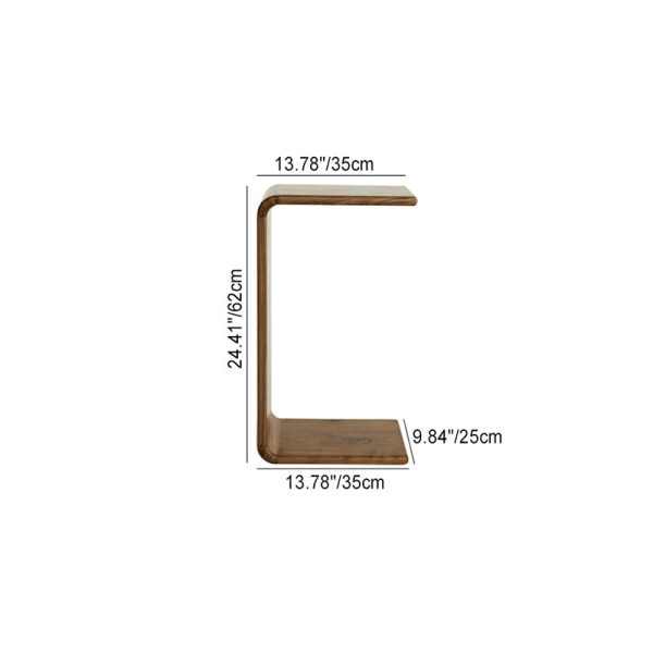 Contemporary Nordic Rectangular Square C Shape Wood Walnut End Table Embedded For Living Room - Image 5