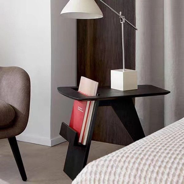 Modern Minimalist Triangle Frame Solid Wood Side Table 1-Shelf For Living Room - Image 2