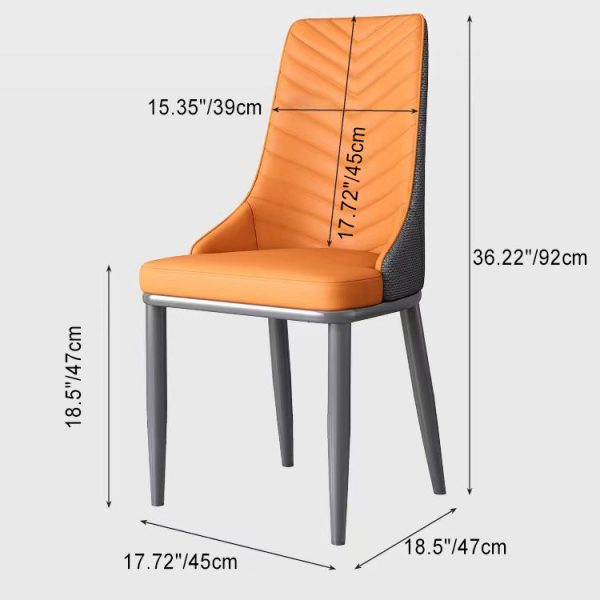 Modern Minimalist Square Four Legs Metal Leather Dining Chair Backrest Armless For Dining Room - Image 4